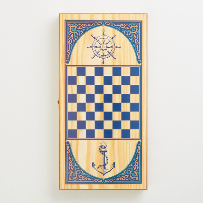 Нарды "Парусник", деревянная доска 40 х 40 см, с полем для игры в шашки - фото 1907010093