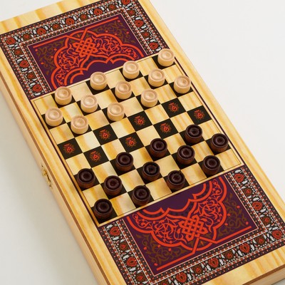 Нарды "Волк", деревянная доска 40 х 40 см, с полем для игры в шашки