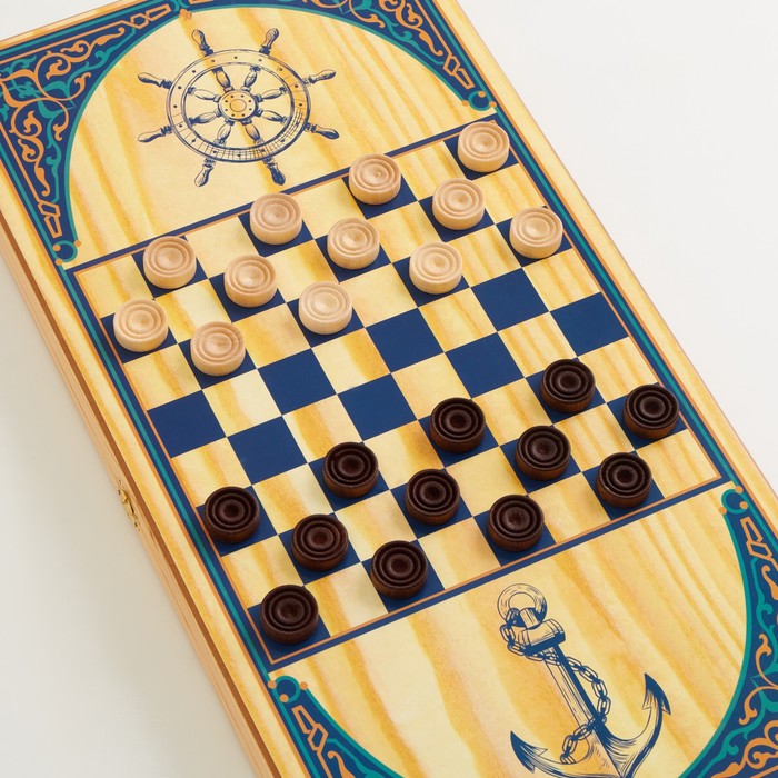 Нарды "Парусник", деревянная доска 60 х 60 см, с полем для игры в шашки - фото 1889358085