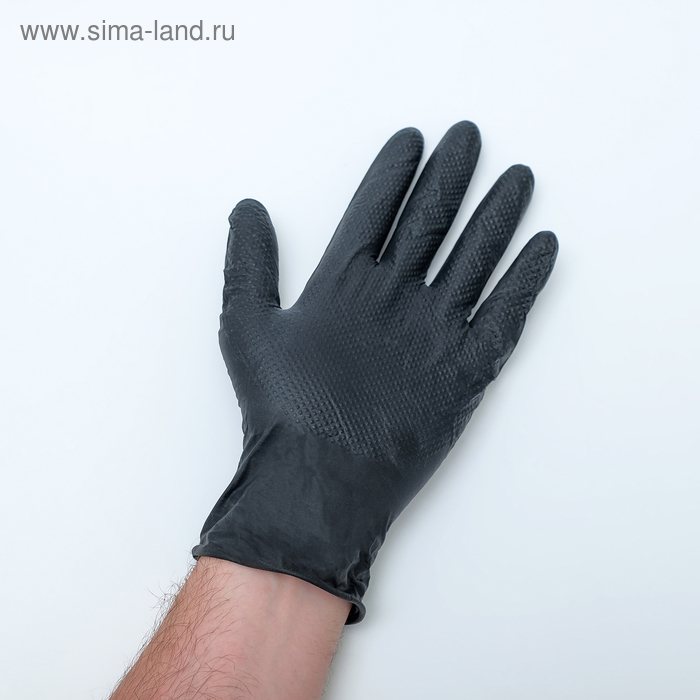Перчатки нитриловые неопудренные Black sapfir, размер XL, 50 шт/уп, цвет чёрный, цен за 1 шт. - Фото 1