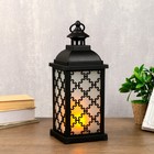 Фигурка светящаяся RISALUX «Фонарь: Домашний очаг с эффектом пламени», 21×LED, ночник, чёрный, 13.5×13.5×38 см - фото 7345508