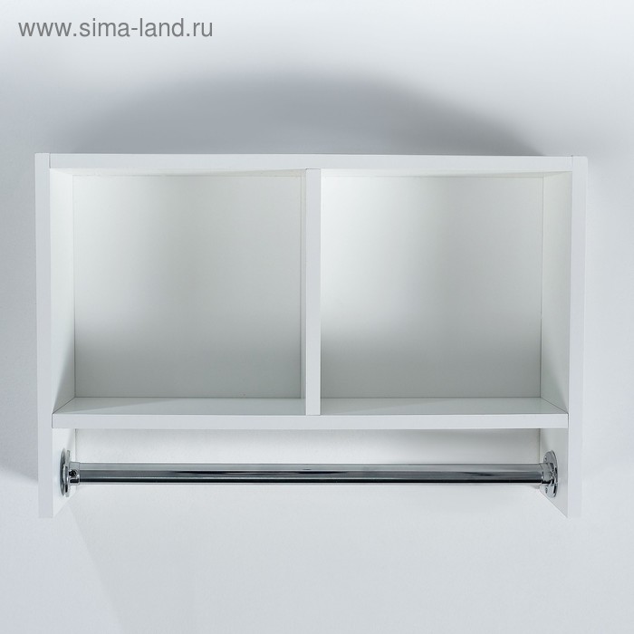Шкаф подвесной для ванной комнаты со штангой для полотенец белый, 60 х 15,4 х 40 см - Фото 1