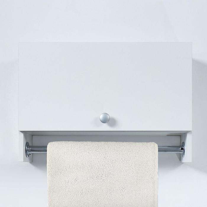 Шкаф подвесной для ванной со штангой для полотенец, с дверцами, белый, 60 х 17,4 х 40 см - Фото 1