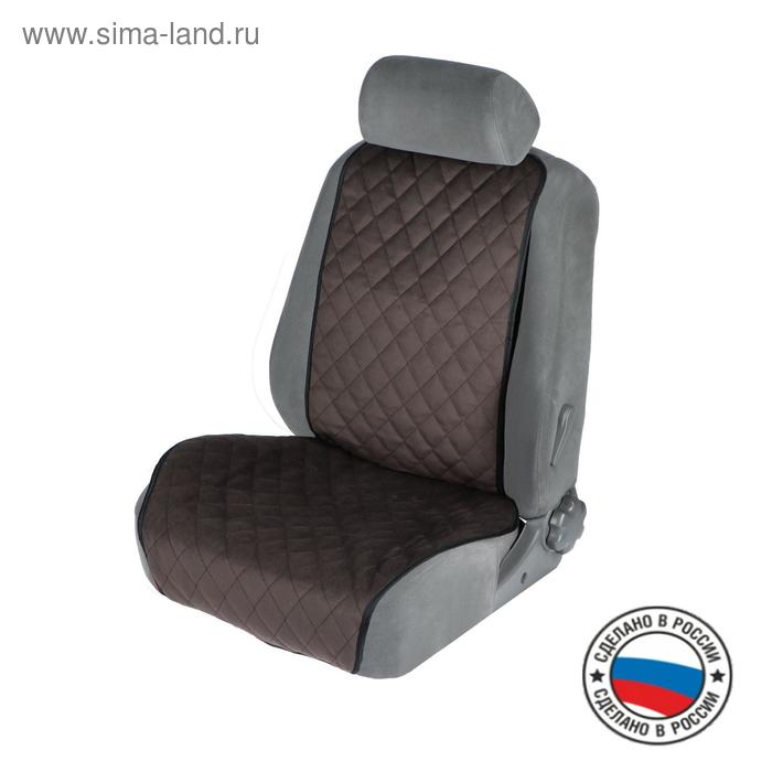 Накидка на переднее сиденье, велюр, размер 55 х 130 см, коричневый, широкое сиденье - Фото 1