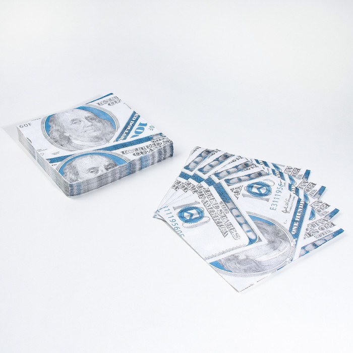 Сувенирные салфетки "Пачка баксов", 2-х слойные, 25 листов, 33х33 см - Фото 1