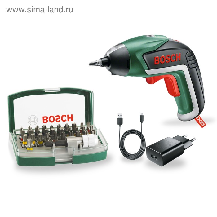 Аккумуляторная отвертка Bosch IXO V Bit Set, 3.6 В, 1500 mA, 215 об/мин, Li-lon, 32 насадки   444257 - Фото 1