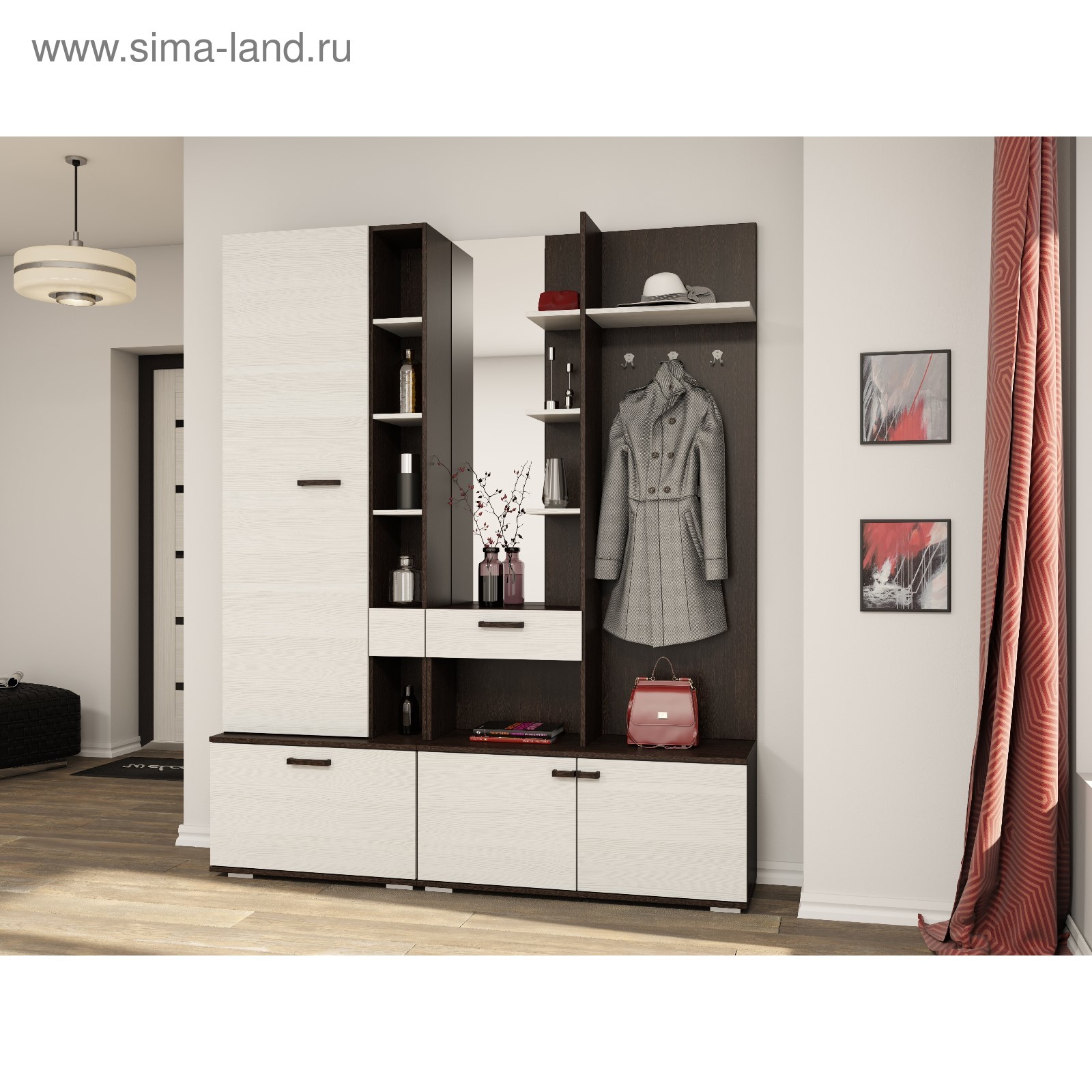 Прихожая Инес 2, 1770х2100х450, Венге/Сосна Лоредо (4331840) - Купить ...