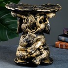 Фигура-подставка для мелочей «Слон с листком», столик, гипс, бронза с золотом, 29×28×29 см - Фото 2