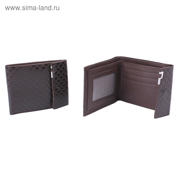 кошелёк мужской 46061 10*12*1см, 2отд + 1отд на молнии+д/кредиток, на кнопке - Фото 1