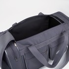 Сумка спортивная на молнии, 4 наружных кармана, длинный ремень, средний размер, цвет серый - Фото 3