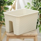 Кашпо на перила IDEA «Ротанг», 12 л, пластик, бежевое - Фото 1