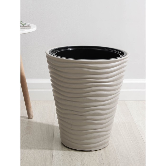 Кашпо для цветов со вставкой IDEA «Дюна», 19.5 л, пластик, кремовый - Фото 1