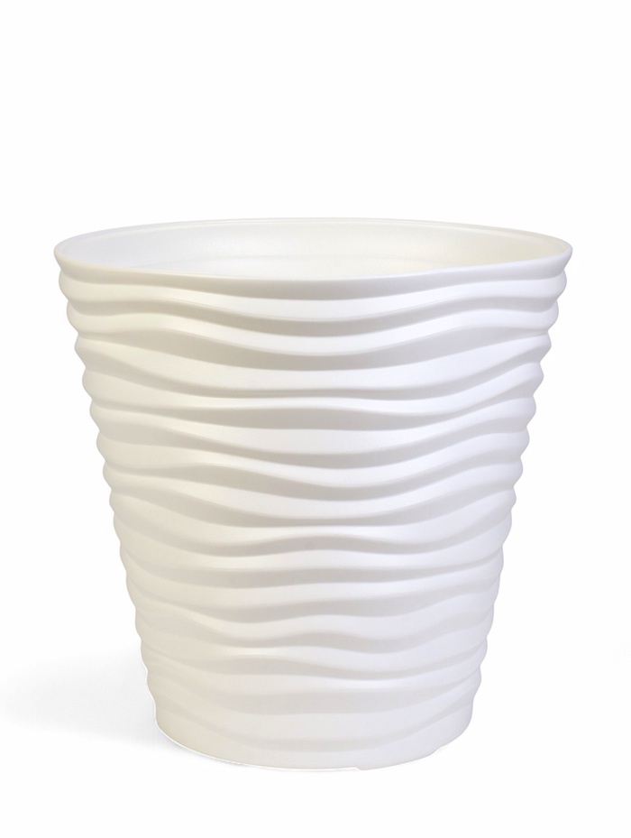 Кашпо для цветов «Дюна», 50 л, d=45 см, h=45 см, пластиковое, белое - Фото 1