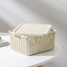 Коробка для хранения с крышкой «Вязание», 1,5 л, 17×15×8 см, цвет белый ротанг - Фото 2
