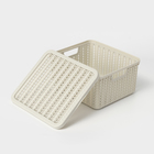 Коробка для хранения «Вязание», 1,5 л, 17×15×8 см, с крышкой, цвет белый ротанг - Фото 3