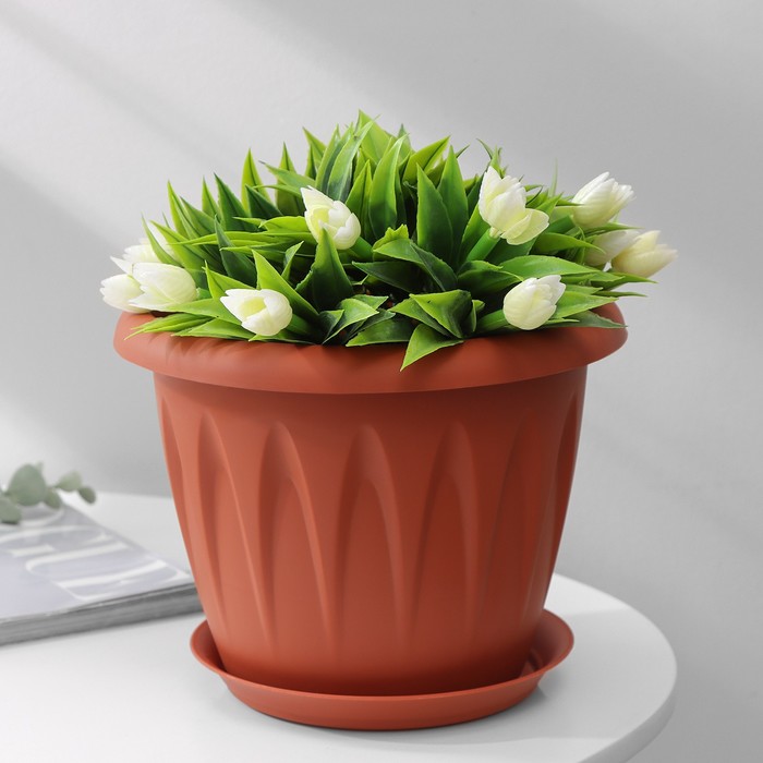 Горшок с поддоном «Алиция», 2.6 л, цвет терракотовый - Фото 1