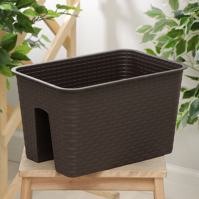 Кашпо на перила «Ротанг», 12 л, коричневое - Фото 1