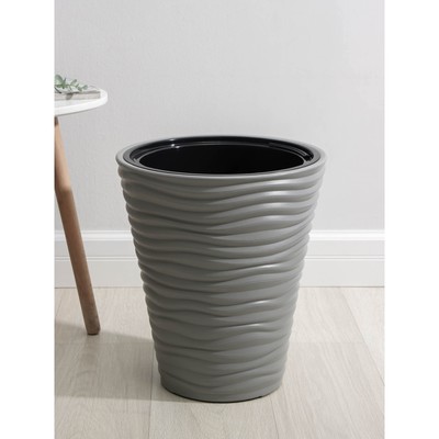 Кашпо для цветов со вставкой «Дюна», 19.5 л, серое