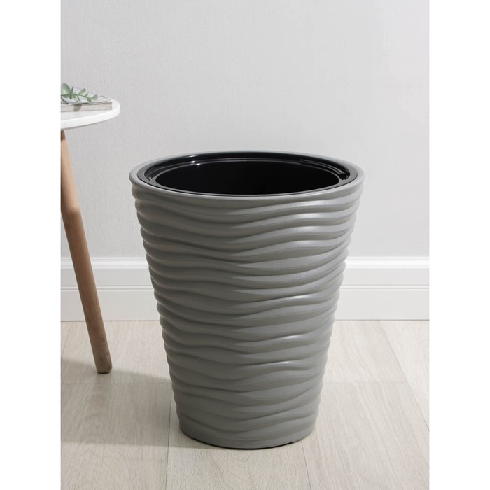 Кашпо для цветов со вставкой «Дюна», 19.5 л, серое - Фото 1