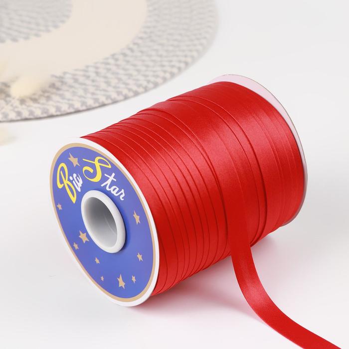 Косая бейка атласная, 15 мм × 132 м, цвет красный F162 - Фото 1