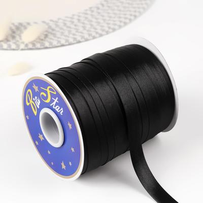 Косая бейка атласная, 15 мм × 132 м, цвет чёрный F322