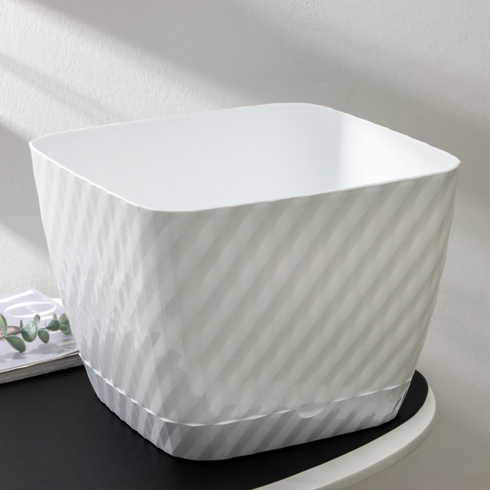 Горшок для цветов с поддоном СибПолимер «Классика», 15 л, пластиковый, белый - Фото 1