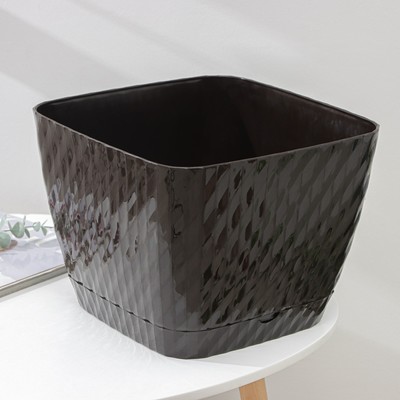 Горшок для цветов с поддоном «СибПолимер. Классика», 15 л, пластиковый, цвет шоколадный