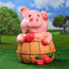 Садовая фигура "Поросенок банщик" розовый 32х42см - Фото 1