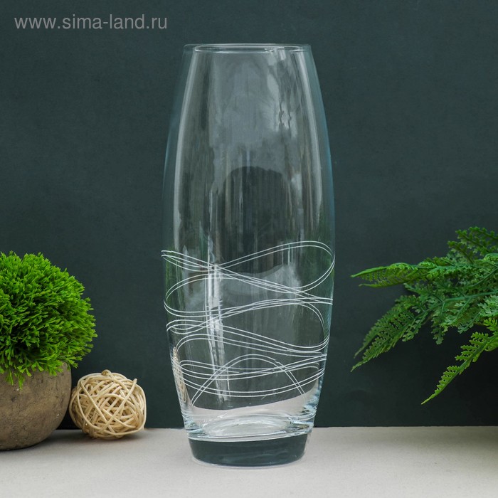 Ваза «Волна», гравированная, d=7.5 см, 11×26 см, стекло, прозрачная - Фото 1