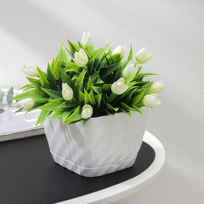 Горшок для цветов с поддоном «СибПолимер. Классика», 1 л, пластиковый, белый - Фото 1