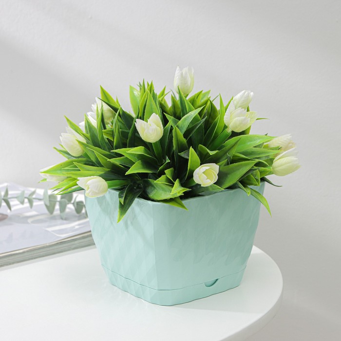 Горшок для цветов с поддоном СибПолимер «Классика», 1 л, пластиковый, мятный - Фото 1