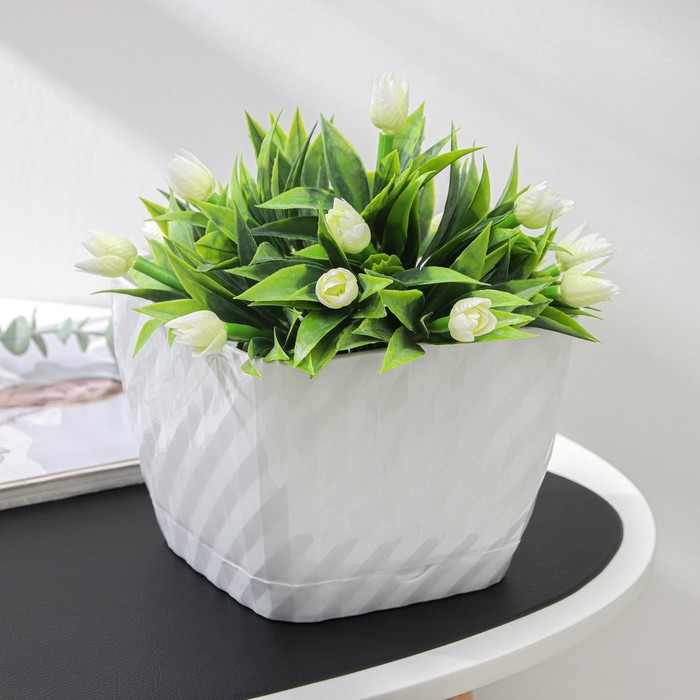 Горшок для цветов с поддоном СибПолимер «Классика», 2 л, пластик, белый - Фото 1