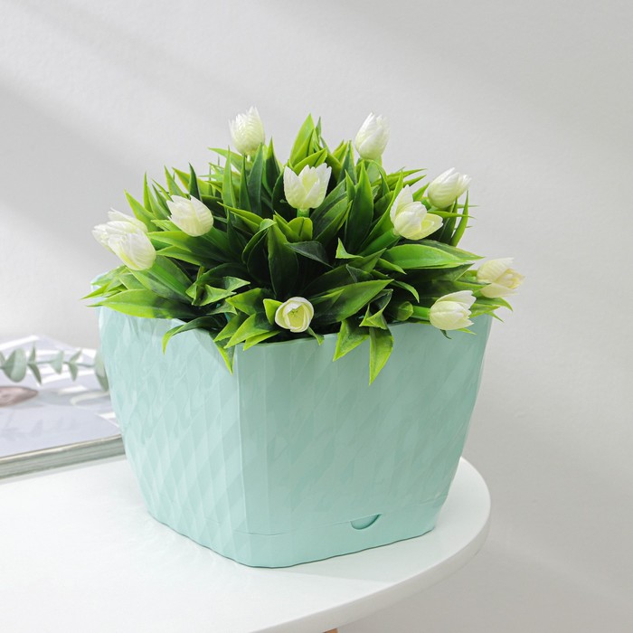 Горшок для цветов с поддоном «Классика», 2 л, пластиковый, цвет мятный - Фото 1