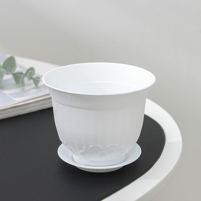 Горшок для цветов с поддоном СибПолимер «Ангара», 300 мл, пластиковый, белый