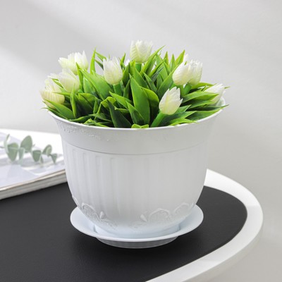 Горшок для цветов с поддоном СибПолимер «Ангара», 1.5 л, пластик, белый