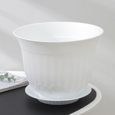 Горшок для цветов с поддоном СибПолимер «Ангара», 7 л, пластик, белый