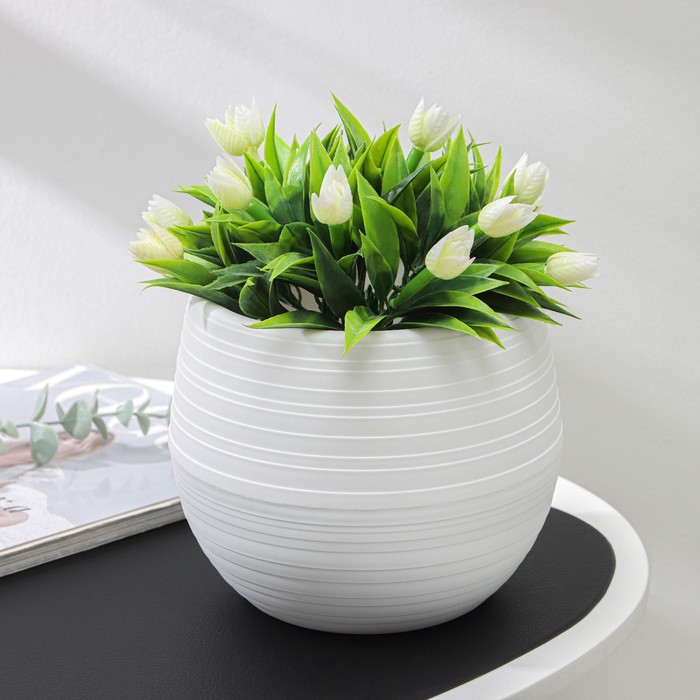 Горшок для цветов с поддоном «СибПолимер. Дуэт», 1.5 л, пластиковый, белый - Фото 1