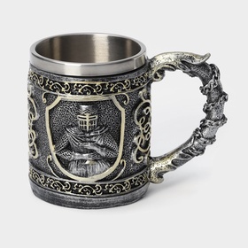 Кружка средневековая «Рыцарь», 400 мл, нержавеющая сталь, серебристая
