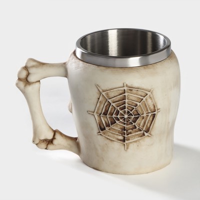 Кружка средневековая «Череп», 400 мл, нержавеющая сталь, бежевая