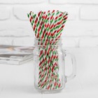 Трубочки для коктейля «Спираль», набор 25 шт., цвет красно-зелёный - Фото 1