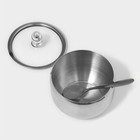 Сахарница Доляна, 250 мл, 8.5×10 см, с крышкой, с ложкой, нержавеющая сталь, серебристая - Фото 4