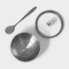 Сахарница Доляна, 250 мл, 8.5×10 см, с крышкой, с ложкой, нержавеющая сталь, серебристая - Фото 5