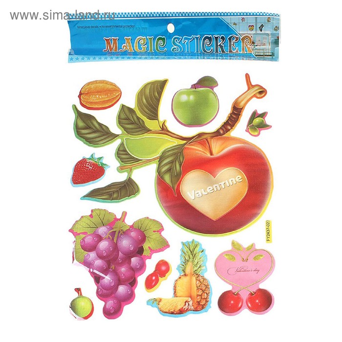 Наклейка ткань блеск "Гусеничка/яблочко" 38х24 см - Фото 1