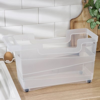 Контейнер хозяйственный с ручкой на колёсиках, 12.5 л, 45×16×25.5 см, цвет прозрачный