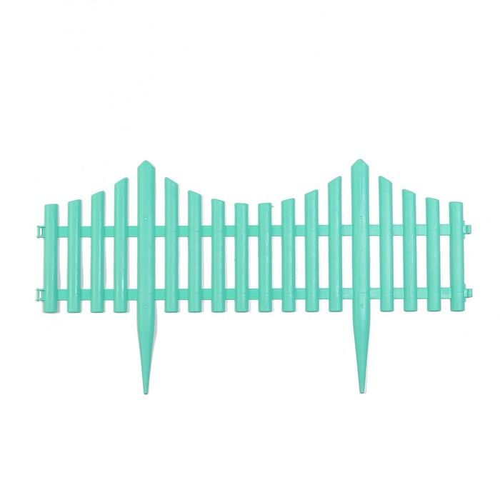 Ограждение декоративное, 30×300 см, 5 секций, пластик, бирюзовое, Greengo