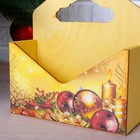 Кашпо деревянное "Конверт, Новогодний №3", деревянная ручка, жёлтое, 20,5×18×6 см - Фото 3