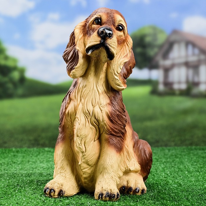 Садовая фигура "Собака Спаниель cидящий" рыжий, 35х25см - фото 1907011151