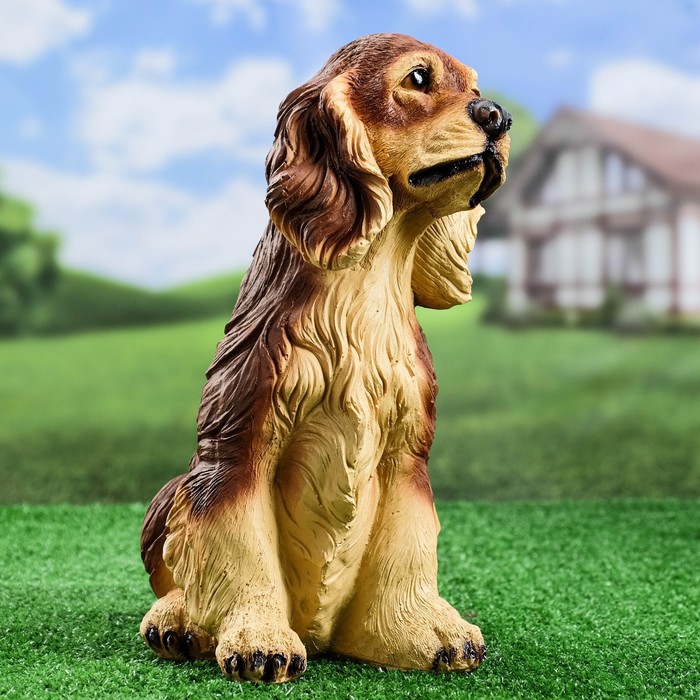 Садовая фигура "Собака Спаниель cидящий" рыжий, 35х25см - фото 1907011152