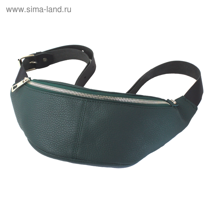 Поясная сумка, отдел на молнии, регулируемый ремень, цвет зеленый - Фото 1