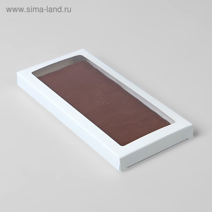 Подарочная коробка под плитку шоколада, белая с окном, 17.1×8×1.4 см - Фото 1